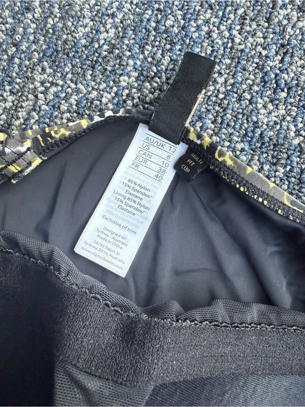 Nip Tuck Black One-Piece Swimsuit with Yellow & White Print - Picture 4 of 8